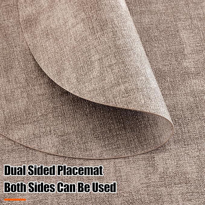 Homaxy Round Faux Leather Placemats and Coasters, Washable Dual-Side Table Mats - Image 3