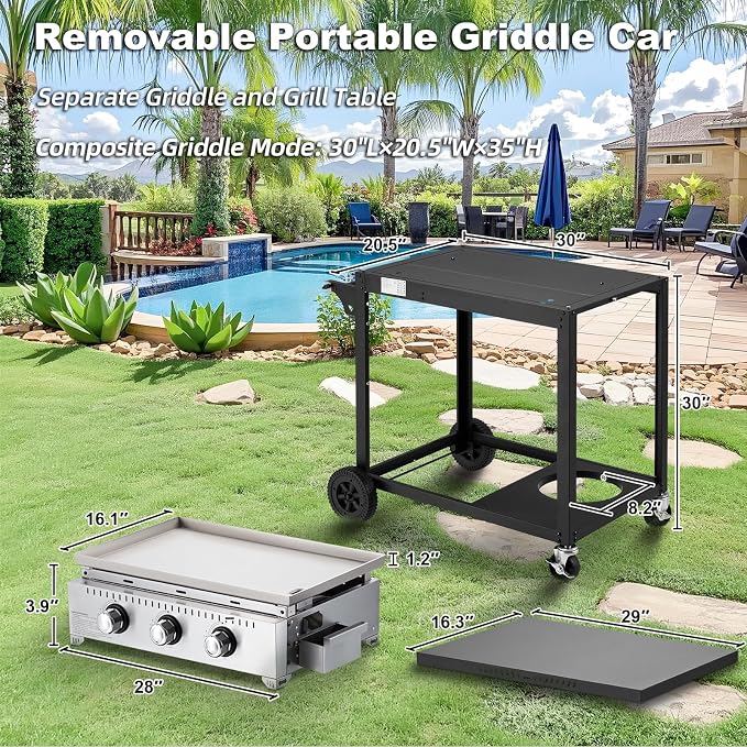 MELLCOM 3 Burner 30000 BTU Outdoor Gas Griddle - Image 8
