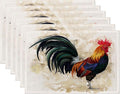 Hand-Painted Rooster Art Placemats Set of 6, Waterproof Non-Slip Washable Table by CIAIDU