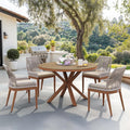 PURPLE LEAF 5 Pieces Round Dining Set Patio Aluminum Modern Oversize Round by PURPLELEAF