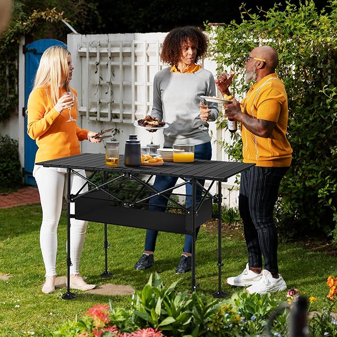 ALPHA CAMP Portable Camping Table, Adjustable Aluminum Folding Table - Image 2
