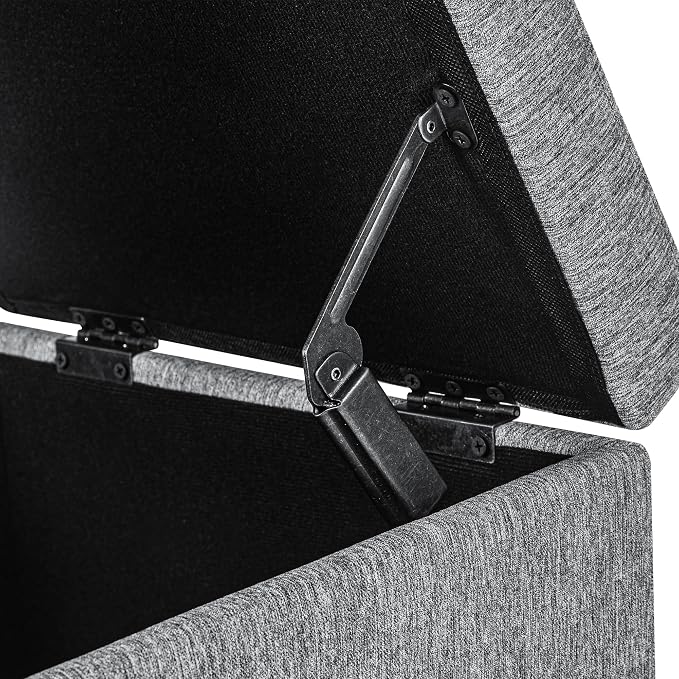 Adeco 17" Square Ottoman with Storage, Small Grey Storage Ottoman Foot Rest - Image 8