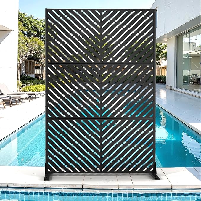 Metal Privacy Screen for Outdoor & Indoor Use, Free Standing Privacy Screen for by Unknown