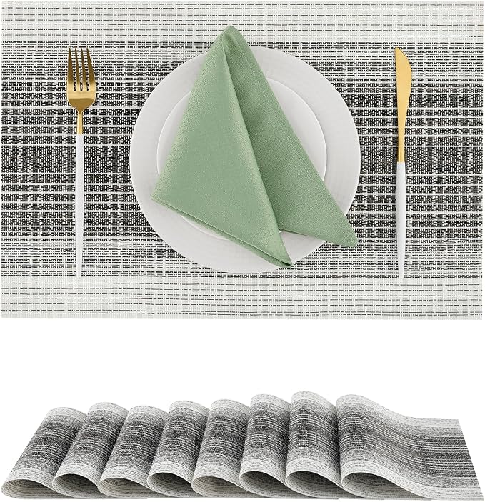 Leetaltree Black with White Woven Placemats Set of 8 by Leetaltree-ArtatEveryTable