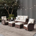 LayinSun 6 Pieces Outdoor Patio Furniture Set, Rattan Wicker Sectional Swivel by LayinSun