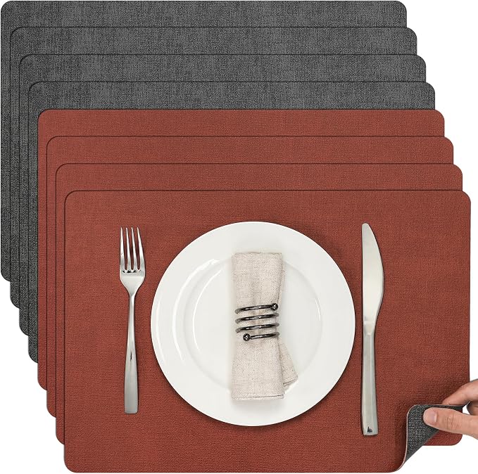 Myir JUN Dual Sided Faux Leather Placemats Set of 8 by MyirJUN