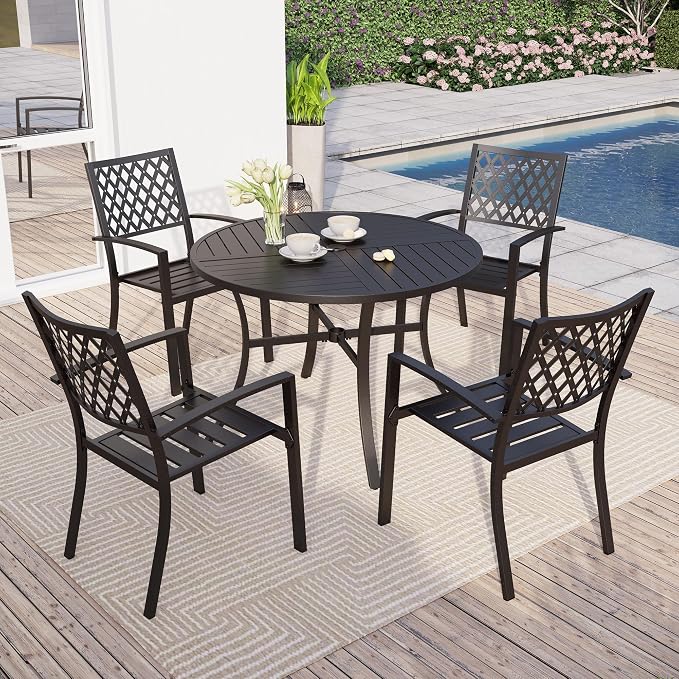Sophia & William Round Patio Table and Chairs Set, Outdoor Dining Set by SophiaWilliam