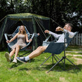 Folding Hammock Chair, Blue Steel Frame, Adjustable Backrest (2-Pack)
