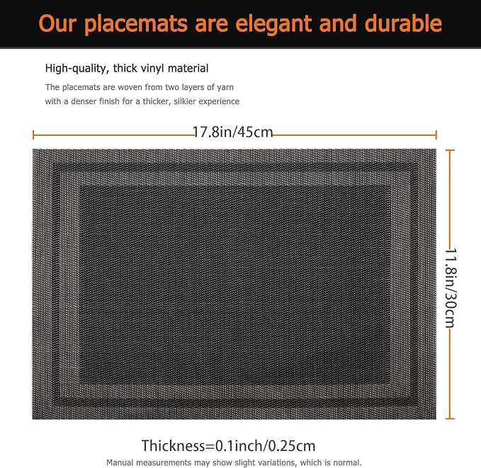 Placemats Set of 6 Washable&Wipeable Place mats - Image 3