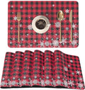 QIYI Christmas Placemats Set of 6, 12x18 Inch Faux Leather Place Mats by QIYI
