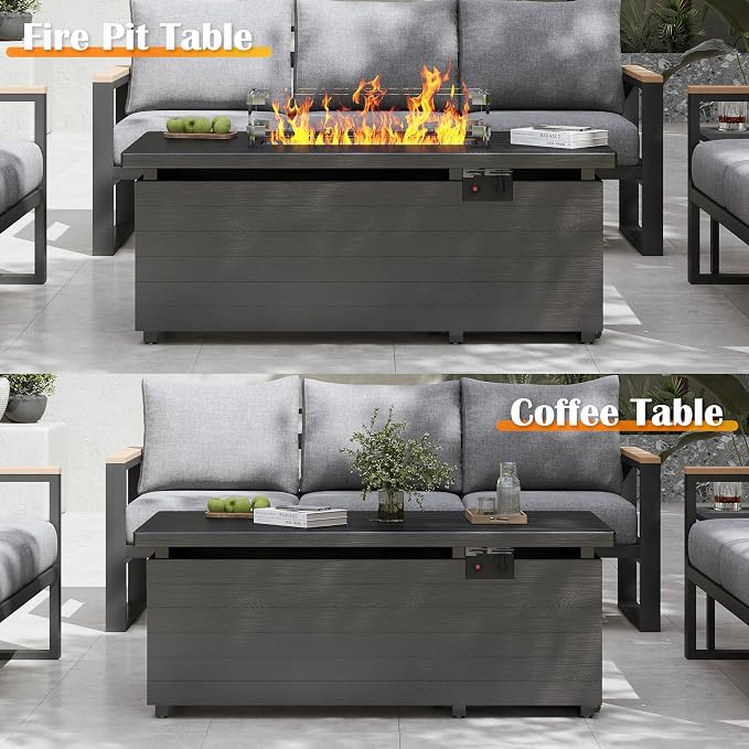 Sundale Outdoor 51 Inch Outdoor Fire Pit Table, 000BTU Rectangle Propane Fire - Image 6
