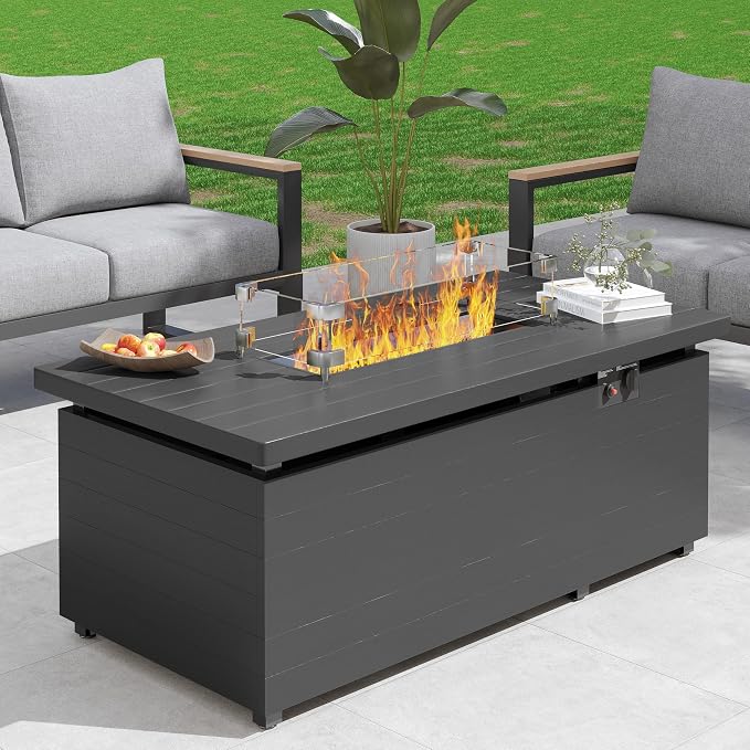 Sundale Outdoor 51 Inch Outdoor Fire Pit Table, 000BTU Rectangle Propane Fire by SundaleOutdoor