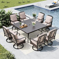 MFSTUDIO 9 Pieces Patio Dining Set, Cushioned Chairs and Metal Square Dining by MFSTUDIO