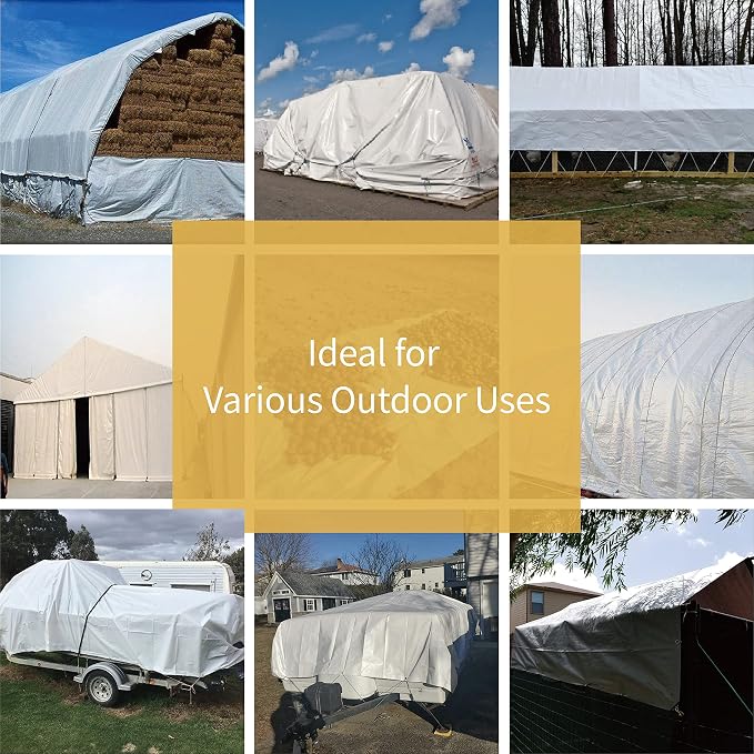 GUARD SHIELD Heavy Duty Tarp 16x20 Feet White Multi Purpose Thick Waterproof - Image 6