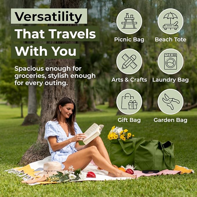 VeraMia Canvas Grocery Bag 3pc XL Set - Image 5
