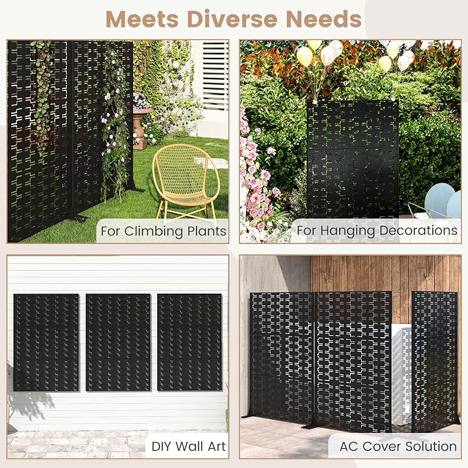 Giantex 2 Panels Metal Privacy Screen, Wall Divider - Image 7