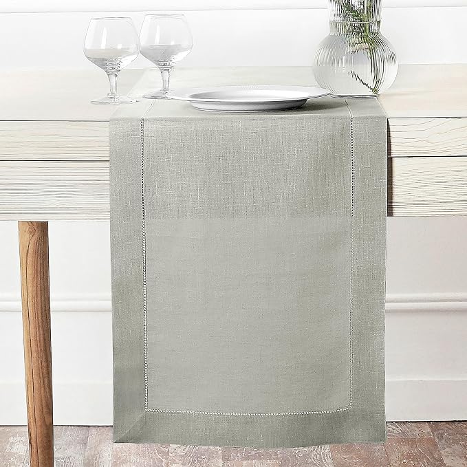 D'Moksha Homes Linen Silver Grey Table Runner 60 Inches by DMokshaHomes