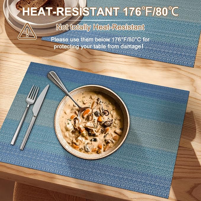 BETEAM Placemats Set of 12, Woven Vinyl Placemat - Image 4