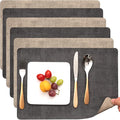 Myir JUN Placemats Dual Sided, Faux Leather Place Mats Set of 6 Indoor Placemat by MyirJUN
