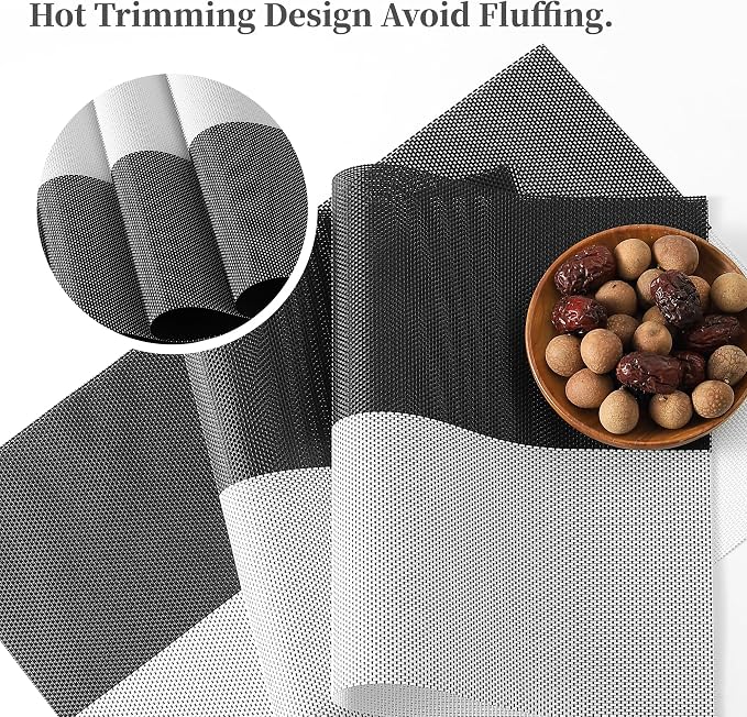 Leetaltree Gray with White Grid Pattern Placemats Set of 4 - Image 4