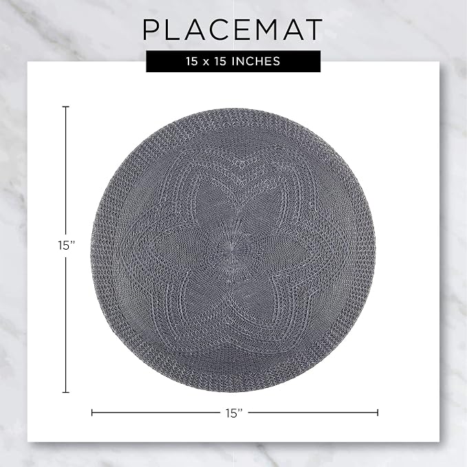 DII PVC Tabletop Collection Woven Indoor/Outdoor, Round Placemat Set, Nautical - Image 10