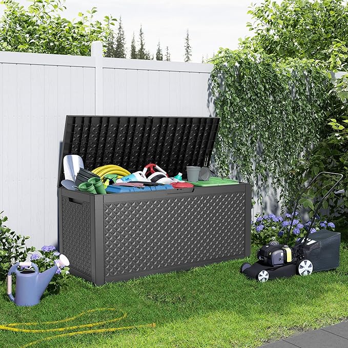 121 Gallon Large Deck Box, Resin Outdoor Storage Box - Image 4