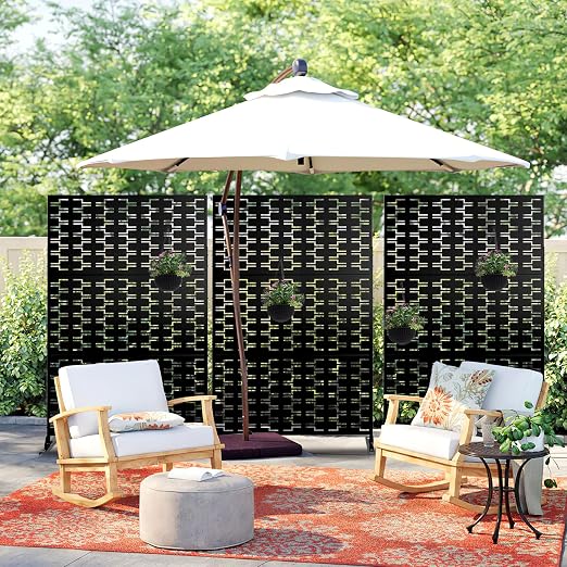 Casaphoria 72" H x 47" W Metal Outdoor Privacy Screen, Freestanding Decorative - Image 2