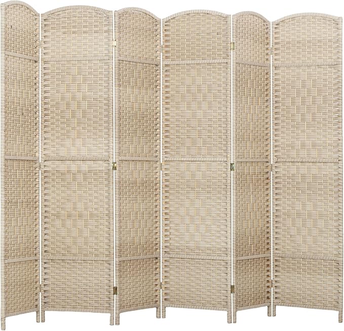 HOMCOM 6 Panel Room Divider, Hand-Woven Freestanding Wall Partition by HOMCOM