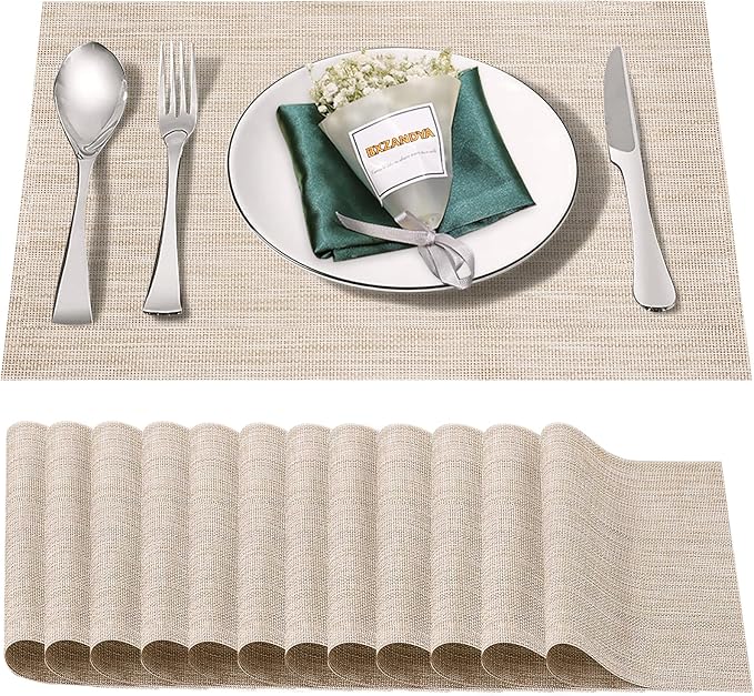 Placemats Set of 12, Heat and Stain Resistant Indoor/Outdoor Place mats by BxzanDya-LifeSmartMaker