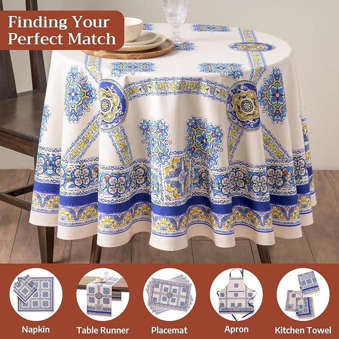 Maison d'Hermine Premium Table Cloth Round Table 100% Cotton 70 Inches - Image 7