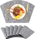 Homaxy Round Table Placemats Set of 6, Washable Wedge Shaped Faux Leather Table by Homaxy