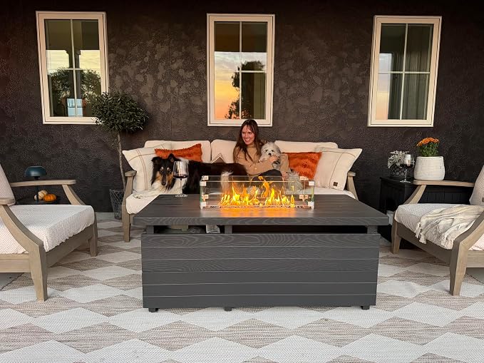 Sundale Outdoor 51 Inch Outdoor Fire Pit Table, 000BTU Rectangle Propane Fire - Image 9