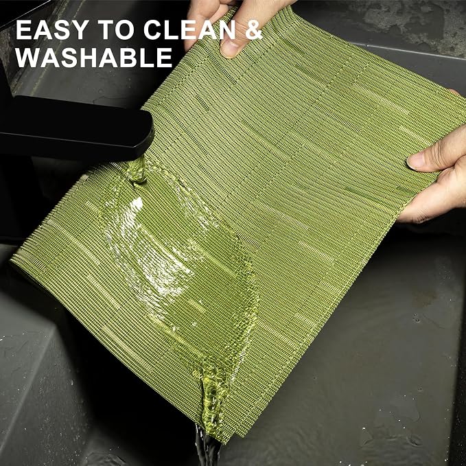 Woven Vinyl Placemats Set of 8 Wipe Clean PVC Heat Resistant Place Mats Durable - Image 4