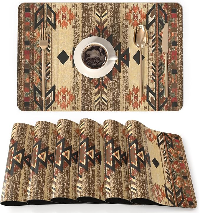 QIYI Placemats Set of 6, 12x18 Inch PU Leather Place Mats by QIYI