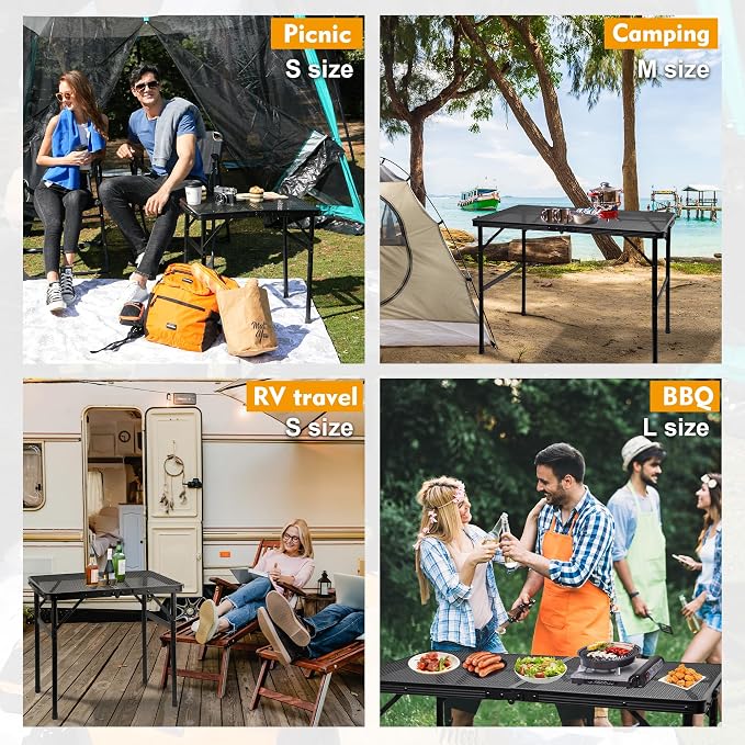 Camping Table with Mesh Desktop, Lightweight & Portable Small Folding Grill - Image 9