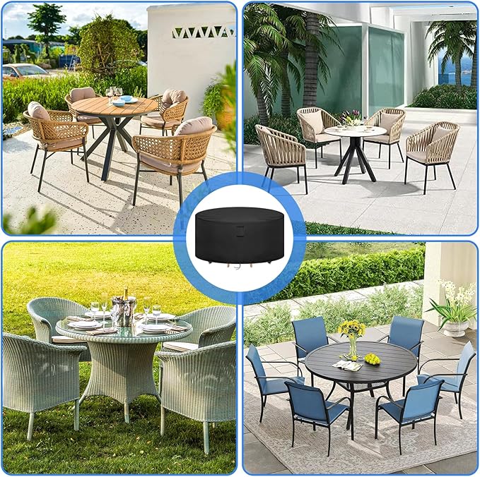Round Patio Furniture Covers Waterproof, 96 Inch High Outdoor Round Table Cover - Image 7