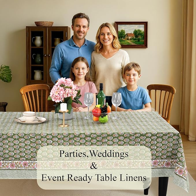 CPC Tablecloth 100% Cotton 60x60 Inch Indian Block Print Easter Square Table - Image 3