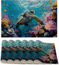 Sea Turtle Placemats Set of 6, Fish Coral Colorful Waterproof Non-Slip Washable by ZTHLL