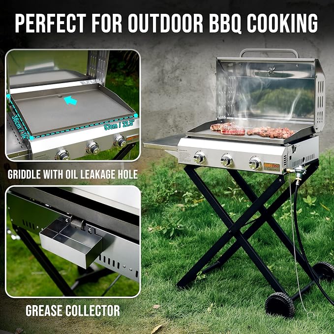 Portable Propane Gas Griddle 3-Burner - Image 7