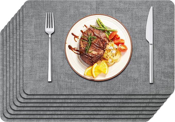 Maxpearl Faux Leather Placemats Set of 8 – Waterproof, Wipe Clean, Heat by Maxpearl