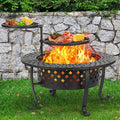 36 Inch Fire Pit with 2 BBQ Grills, Wood Burning Fire Pits by Panovue