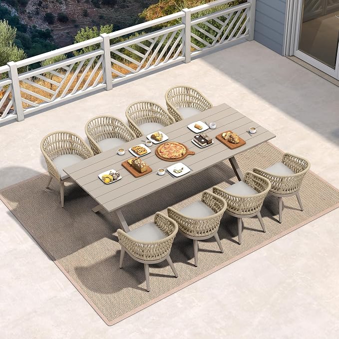 PURPLE LEAF Outdoor Dining Set All-Weather PE Rattan Outdoor Patio Dining by PURPLELEAF