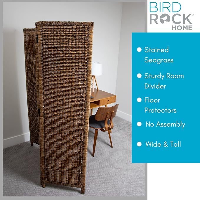 BIRDROCK HOME 3 Panel Seagrass Room Divider - Image 2