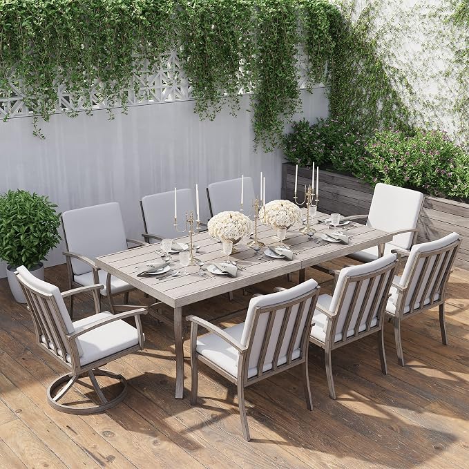 HAPPATIO Aluminum 9 Piece Patio Dining Sets, Outdoor Dining Set by HAPPATIO