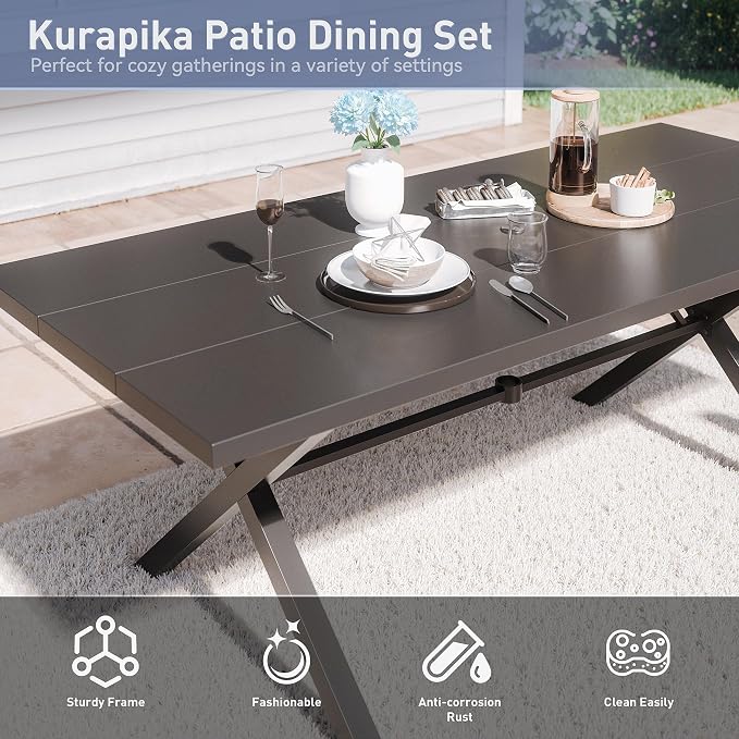 Kurapika 9-Piece Patio Dining Set, Outdoor Large Table - Image 7