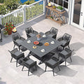 PURPLE LEAF 9 Pieces Outdoor Dining Set All-Weather PE Rattan Outdoor Patio by PURPLELEAF