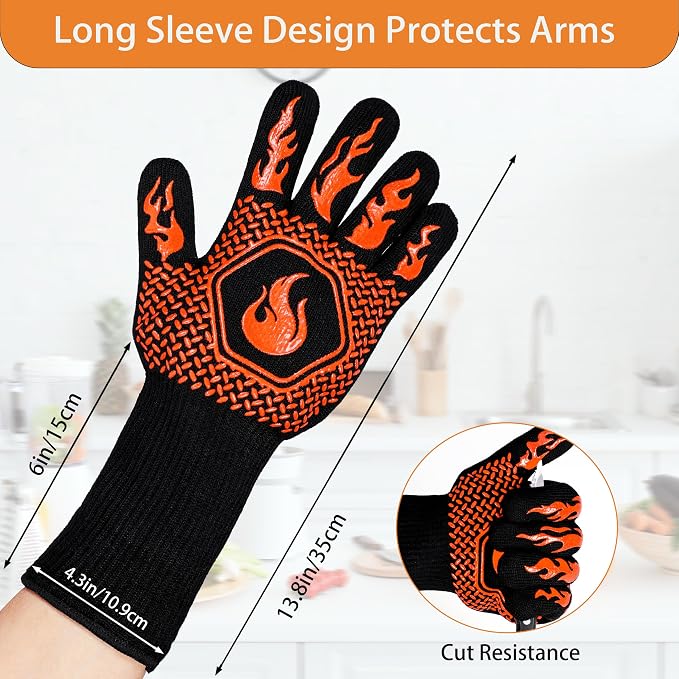 BBQ Fireproof Gloves, Grill Cut-Resistant Gloves 1472°F Heat Resistant Gloves - Image 2