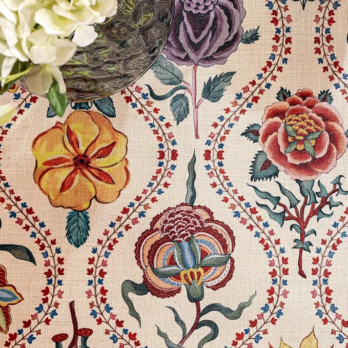 Vintage French Round Tablecloth, Linen Extra Long Tablecloth - Image 5