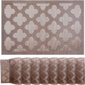 Elegant Placemats Vinyl Woven Heat-Resistant Placemats Set of 8 Washable Easy by PandaPalm