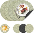 13" Round Placemats Set of 4, NCUE Dual-Sided Faux Leather Heat Resistant Table by NCUE